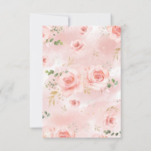 Roze Blush Floral Baby shower Invitation Girl Kaart (Achterkant)