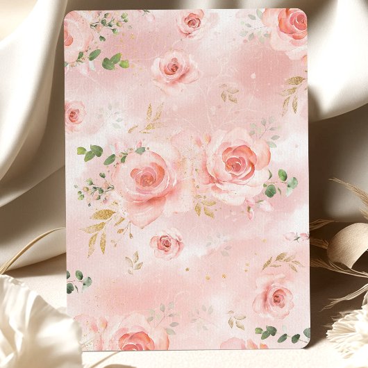 Roze Blush Floral Baby shower Invitation Girl Kaart