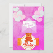 Roze Blush Floral Baby shower Invitation Girl Kaart (Achterkant)