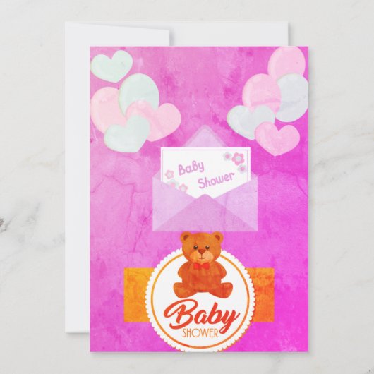 Roze Blush Floral Baby shower Invitation Girl Kaart (Achterkant)