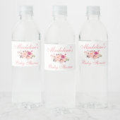 Roze Blush Floral Baby shower Waterfles Etiket (Flessen)