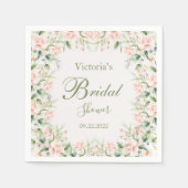 Roze Blush Floral Elegant Name Vrijgezellenfeest Servet (Voorkant)