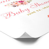 Roze Blush Floral en Gold Baby shower Welkom Poster (Hoek)