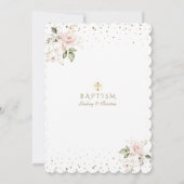 Roze Blush Floral Gold Cross Girl Twins Baptisme Kaart (Achterkant)