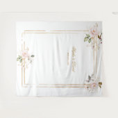 Roze Blush Floral Gold Lijst Foto Booth Backdrop Wandkleed (Voorkant (horizontaal))