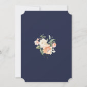 Roze Blush Floral Lijst Navy Blue Gold Baptisme Kaart (Achterkant)