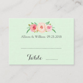 Roze Blush Floral Mint Place setting Kaarten Plaatskaartje