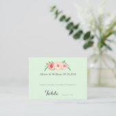 Roze Blush Floral Mint Place setting Kaarten Plaatskaartje (Staand voorkant)