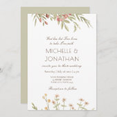 Roze Blush Floral Modern Design Christelijk Wedden Kaart (Voorkant / Achterkant)