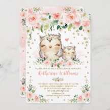  Roze Blush Floral Owl Baby shower