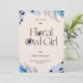  Roze Blush Floral Owl Baby shower Kaart (Staand voorkant)