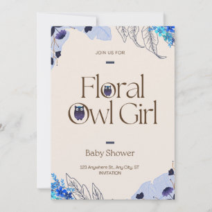 Roze Blush Floral Owl Baby shower Kaart