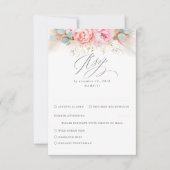 Roze Blush Floral Pampas Grass Wedding RSVP (Voorkant)