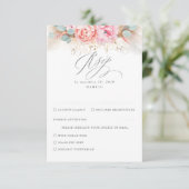 Roze Blush Floral Pampas Grass Wedding RSVP (Staand voorkant)