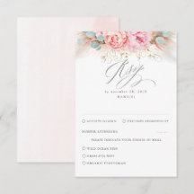 Roze Blush Floral Pampas Grass Wedding RSVP