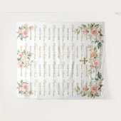 Roze Blush Floral Step & Herhaal Baptism Photo Pro Wandkleed (Voorkant (horizontaal))