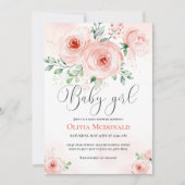 Roze Blush Floral Sweet Baby shower Girl Kaart (Voorkant)