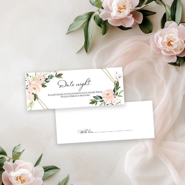 Roze Blush Floral Vrijgezellenfeest Datum Nachtkaa Mini Visitekaartjes (Creator heeft geüpload)