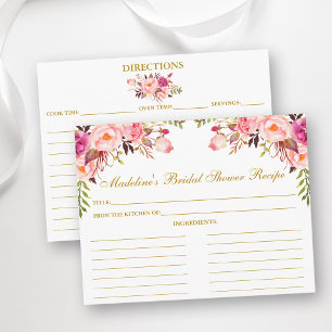 Roze Blush Floral Vrijgezellenfeest Gold Recipe Ka Advieskaart