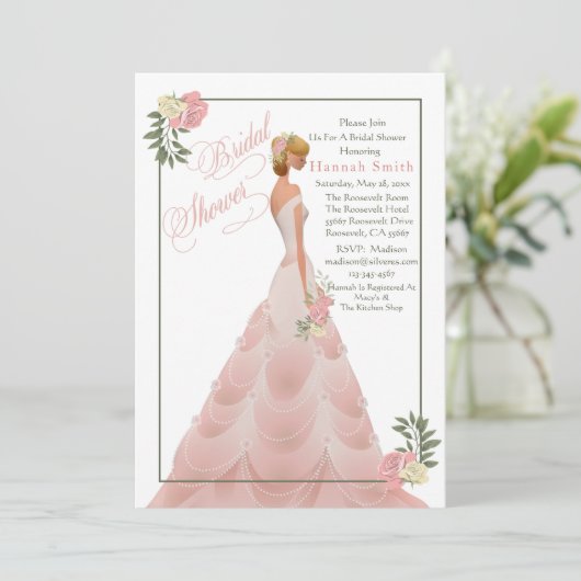 Roze Blush Floral Vrijgezellenfeest Kaart (Staand voorkant)