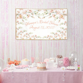 Roze Blush Floral Vrijgezellenfeest op maat Spandoek