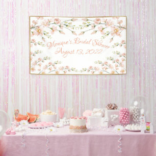 Roze Blush Floral Vrijgezellenfeest op maat Spandoek