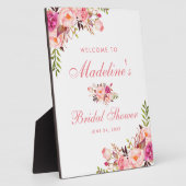 Roze Blush Floral Vrijgezellenfeest Welkom Fotoplaat (Zijkant)