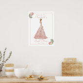 Roze Blush Floral Vrijgezellenfeest Welkom Poster (Keuken)