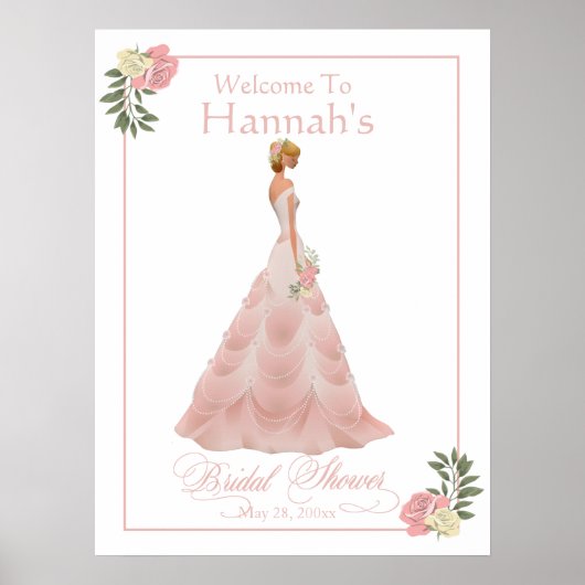 Roze Blush Floral Vrijgezellenfeest Welkom Poster (Voorkant)