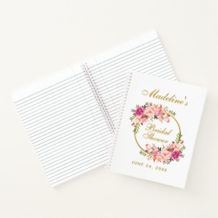 Roze Blush Floral Wreath Vrijgezellenfeest cadeau  Notitieboek
