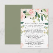 roze blush florale bruiloft huwelijksgeldkaart informatiekaartje (Voorkant / Achterkant)