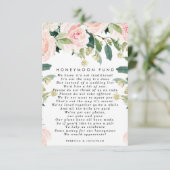 roze blush florale bruiloft huwelijksgeldkaart informatiekaartje (Staand voorkant)