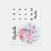 Roze Blush Flowers en Octopus Baby Milestone Fleece Deken (Voorkant)