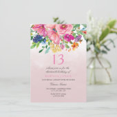 Roze Blush Flowers Girls 12e 13e verjaardag Kaart (Staand voorkant)