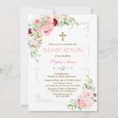 Roze Blush Flowers Gold Glitter Lijst Dedication Kaart (Voorkant)