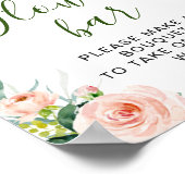 Roze Blush Flowers Greenery Floral Flower Bar Sign Poster (Hoek)
