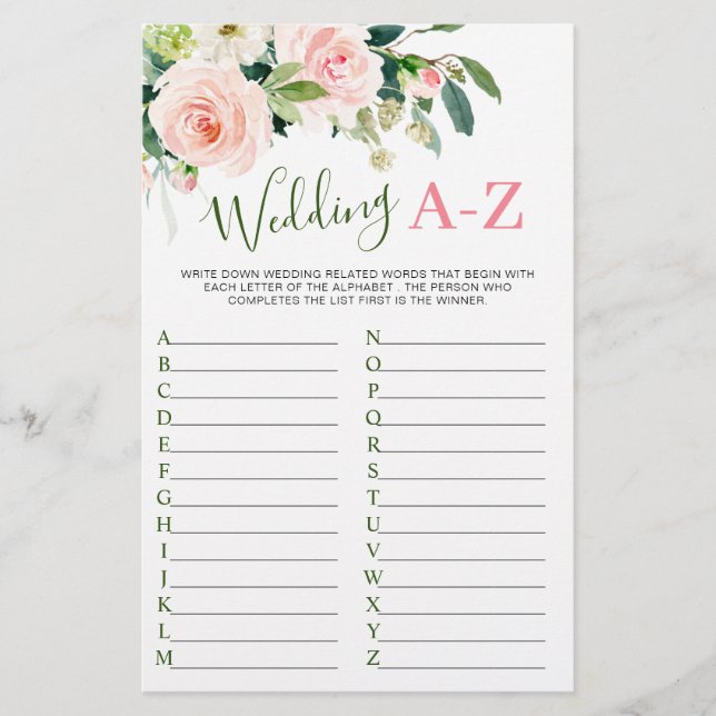 Roze Blush Flowers Greenery Vrijgezellenfeest Game