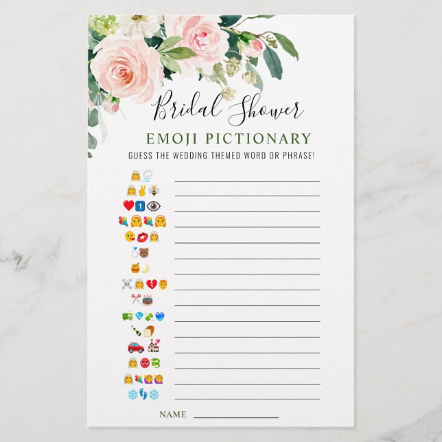 Roze Blush Flowers Greenery Vrijgezellenfeest Game (Voorkant)