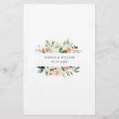 Roze Blush Flowers Greenery Weddenrenmenu (Achterkant)