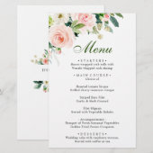 Roze Blush Flowers Greenery Weddenrenmenu (Voorkant / Achterkant)