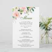 Roze Blush Flowers Greenery Weddenrenmenu (Staand voorkant)