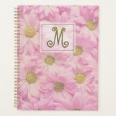 Roze Blush Flowers Monogram Roze Geel Wit Planner (Voorkant)