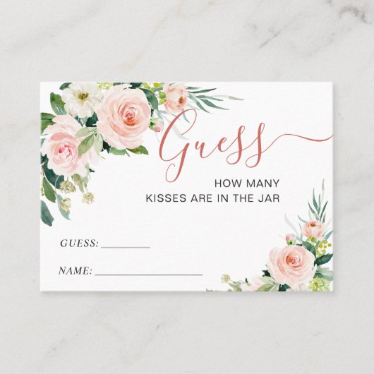Roze Blush Flowers raden hoeveel gamekaart Visitekaartje (Voorkant)