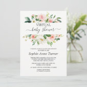 Roze Blush Flowers Virtual Baby shower by Mail Kaart (Staand voorkant)