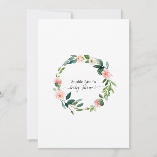 Roze Blush Flowers Virtual Baby shower by Mail Kaart (Achterkant)