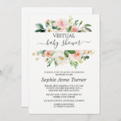 Roze Blush Flowers Virtual Baby shower by Mail Kaart (Voorkant / Achterkant)