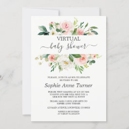 Roze Blush Flowers Virtual Baby shower by Mail Kaart
