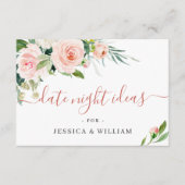 Roze Blush Flowers Vrijgezellenfeest Date Night Id Advieskaart (Voorkant)