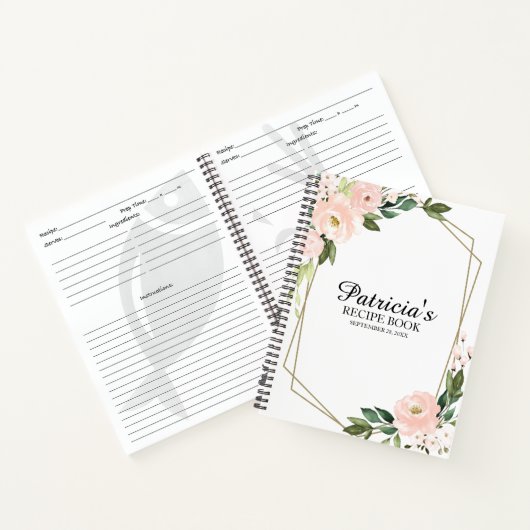 Roze Blush Flowers Vrijgezellenfeest Receptenboek Notitieboek (Binnen)