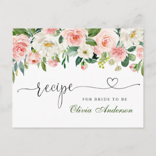 Roze Blush Flowers Vrijgezellenfeest Recipcard Briefkaart